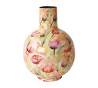 WinQ-Vase émail Tulipa 23x23x30cm - Vase en métal avec design de tulipes colorées pour fleurs artificielles et décoration.