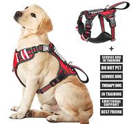 WINSEE Gilet pour chien d'assistance avec harnais anti-traction et 7 écussons, réfléchissant avec poignée rembourrée souple et résistante, idéal pour le dressage des chiens petits, moyens, grands et