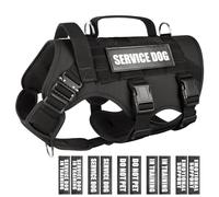 WINSEE Harnais pour Chien de Service pour Chien de Taille Moyenne, Gilet Tactique Molle avec 10 Patchs pour Animaux de Compagnie, Harnais Robuste pour l'entraînement, la Chasse, la Marche
