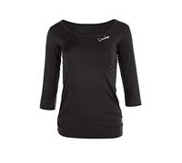 WINSHAPE Chemise fonctionnelle super légère à manches 3/4 Aet107 pour femmes, style slim, fitness, yoga, pilates, 3/4, noir, taille XXL EU, 1 pièce