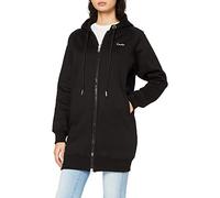 WINSHAPE Veste à Capuche Longue et Douillette J006 avec Fermeture éclair 2 Voies Sweatshirt, Noir, L Femme