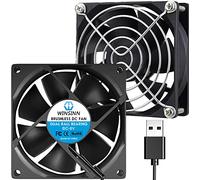 Winsinn Lot de 2 ventilateurs USB 80 mm 5 V à double roulement à billes pour ordinateur de bricolage PC récepteur DVR Playstation Xbox Refroidissement 0,27 A 1,35 W 2600 +-5 % tr/min