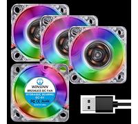 WINSINN Lot de 4 ventilateurs USB à LED couleur 30 mm 5 V Roulement hydraulique sans balais 3010 30 x 10 mm Haute vitesse