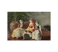 Winslow Affiche décorative sur toile imprimée « Children Under a Palm Tree Masterpiece » - Décoration murale idéale pour salon, chambre, bureau - 50 x 75 cm