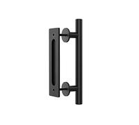 WINSOON 30CM Poignée de Porte Coulissante, Noires Avec Poignée de Porte Coulissante, Grande Taille Rustique, Convient pour Portails, Garages, Armoires 1 Pcs