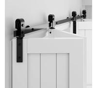 WINSOON Kit de quincaillerie pour porte coulissante pliante pour porte intérieure en bois, rail plat en acier au carbone, installation facile, rouleau fluide et silencieux, sans porte
