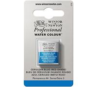 Winsor & Newton Aquarelle Professionnel - Peinture Aquarelle, Haute Luminosité, Résistante à la Lumière, Qualité Archive, Demi Godet, Couleur Bleu de Céruléum (Nuance Rouge)