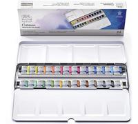 Winsor & Newton 390645 peinture à l'eau Noir, Bleu, Vert, Gris, Orange, Rouge, Blanc, Jaune Palette 24 pièce(s)