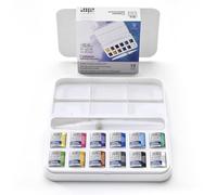 Winsor & Newton Cotman Aquarelle Set De Poche 12 Demi-Godets - Pinceau à Réservoir D'Eau