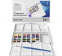 Winsor & Newton Cotman Boîte d'aquarelle Peinture fine avec 24 1/2 Godets/Pinceau
