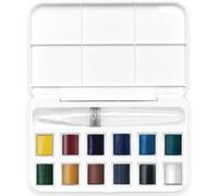 Winsor & Newton Cotman Aquarelle Set De Poche 12 Demi-Godets - Pinceau à Réservoir D'Eau
