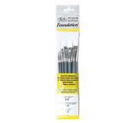 Assortiment 6 Brosses Manche Court Rond N°3 Et 6 / Usé Bombé N°3 Et 6 / Plat N°10 Et 14 - Winsor Et Newton