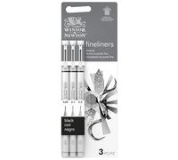Winsor & Newton Fineliner - Set de 3 stylos fineliner calibrés, couleur noire, pointes 0.05, 0.1, 0.3