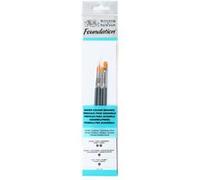 Assortiment 4 Pinceaux Manche Court Rond N°3 Et 5/Usé Bombé N°2 Et 4 - Winsor Et Newton