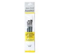 Winsor & Newton Foundation Pinceaux Acrylique Synthétique Blanc X3 Manche Court Plat 4/10/14
