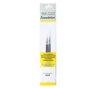 Winsor & Newton Foundation Pinceaux Acrylique Synthétique Blanc X3 Manche Court Rond 1/3/5