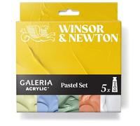 Winsor & Newton Galeria Acrylique Set Couleurs Pastel - Peinture acrylique couvrante, brillante, résistante à la lumière, polyvalente, idéale pour toile et papier, 5x60ml