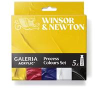 Winsor & Newton Galeria Acrylique Set Quadrichromie - Peinture acrylique couvrante, brillante, résistante à la lumière, polyvalente, idéale pour toile et papier, 5x60ml