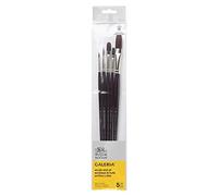 Winsor & Newton Galeria Pinceau Manche Long X5 (Rond 2,6 / plat 4,14 / usé bombé 8)