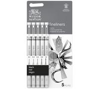 Winsor & Newton Feutres fineliner – Set 5 pièces noir – pointe fine