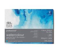 Winsor & Newton Papier, Coton, Bloc Collé Grain Fin 300G 17,8X25,4Cm 20F, Set de 20 Pièces
