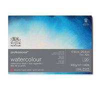 Winsor & Newton Papier, Coton, Bloc Collé Grain Satin 300G 17,8X25,4Cm 20F, Set de 20 Pièces