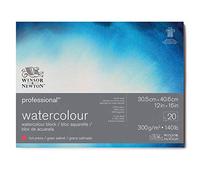 WINSOR & NEWTON PAPIER AQUARELLE PROFESSIONNELLE BLOC COLLÉ 4 CÔTÉS GRAIN SATINE 300G 30,5X40,6CM 20 FEUILLES