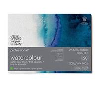 WINSOR & NEWTON PAPIER AQUARELLE PROFESSIONNELLE BLOC COLLÉ 4 CÔTÉS GRAIN TORCHON 300G 25,4X35,6CM 20 FEUILLES