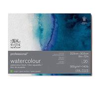 Winsor & Newton Papier, Coton, Bloc Collé Grain Torchon 300G 22,9X30,5Cm 20F, Set de 20 Pièces