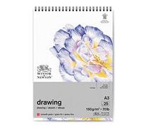 WINSOR & NEWTON PAPIER DESSIN BLOC SPIRALE GRAIN FIN 150G A3 25 FEUILLES