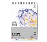 Winsor & Newton, Papier, Dessin Bloc Spirale Grain Fin 150G A4 25 Feuilles, Set Pièces