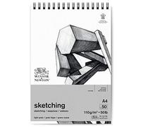 Winsor & Newton, Papier, Esquisse Bloc Spirale Extra Blanc 110G A4 50F, Set de 50 Pièces