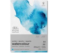 Winsor & Newton Papier, Mélange de 25% de Coton et de Fibres de Cellulose, Aquarelle Bloc Jumbo Grain Fin 300G A4 50 Feuilles, Set Pièces