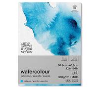 Winsor & Newton Papier, Mélange de 25% Coton et Fibres de Cellulose, Bloc Grain Fin 300G 30,5X40,6Cm 12F, Set de 12 Pièces