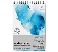 Winsor & Newton Papier, Mélange de 25% de Coton et de Fibres de Cellulose, Bloc Spirale Grain Fin 300G 17,8X25,4Cm 12F, Set de 12 Pièces