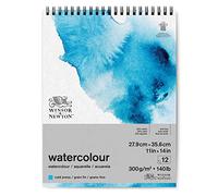 Winsor & Newton Papier, Mélange de 25% de Coton et de Fibres de Cellulose, Bloc Spirale Grain Fin 300G 27,9X35,6Cm 12F, Set de 12 Pièces