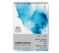 Winsor & Newton – Papier bloc spirale grain fin – 25% coton, 300 g, 30,5×40,6 cm – Set 12
