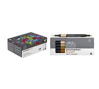 Winsor & Newton Promarker Brush Coffret X48 Collection des essentiels & Promarker Brush Set de 6 Tons de chair