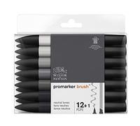 Winsor & Newton – Set de feutres Promarker Brush 12+1 avec blender, tons neutres