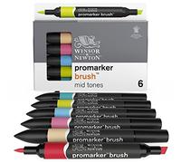Winsor & Newton Feutres Promarker Brush – Lot de 6 tons moyens