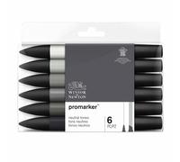 Set 6 marqueurs double pointe PROMARKER. A base d'alcool. Tons neutres assortis