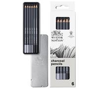 Winsor & Newton Studio Collection Crayons Fusains X6 Assortis | Crayons à charbon de qualité mixte, corps en bois, boîte en métal, reliure de haute qualité, noyaux et points incassables