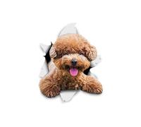 Winston & Bear Autocollants pour chien 3D - 2 Pack - Sourire Caniche Pour mur, réfrigérateur, toilettes et Plus Brown Autocollants Caniche Chien