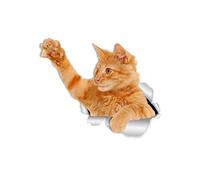Winston & Bear Lot de 2 stickers muraux Chat roux jouant de l'orange - Autocollant pour toilettes - Chat 3D autocollant pour fenêtre et pare-chocs - Emballage au détail