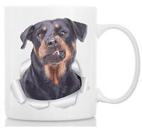 Winston & Bear Tasse Rottweiler Amusant - Tasse a Café Rottweiler en Céramique 330 ml - Cadeaux Rottweiler Chien Parfaits - Tasse a Cafe Rottie Mignonne pour Amoureux des Chiens