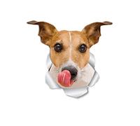 Winston & Bear Thirsty Jack RussellDog Stickers muraux - Lot de 2 - Sticker de toilettes Chien - Autocollant 3D pour fenêtre de voiture et pare-chocs - Emballage au détail Jack Russell Lover cadeaux