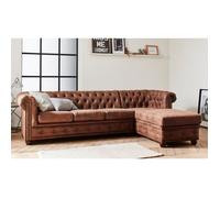 Winston - Canapé d'angle Chesterfield - 4 places - style industriel - droit - Marron
