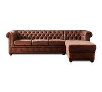 Winston - Canapé d'angle Chesterfield - 4 places - style industriel - droit - Marron