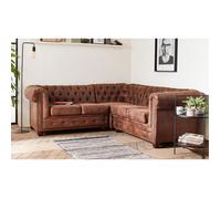 Winston - Canapé d'angle Chesterfield - 5 places - style industriel - Marron