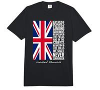 Winston Churchill Drapeau Britannique avec Citation We Shall Never Surrender Comfort Colors Adult Heavyweight T-Shirt